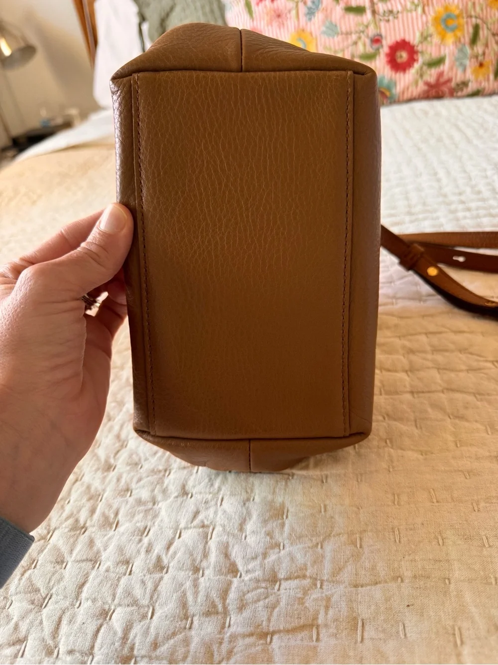 Madewell Mini Shopper Tote in Pebbled Leather, Sepia Brown, like new